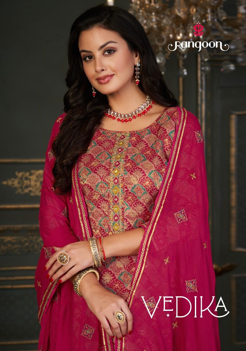 Vedika By Rangoon Jacquard Readymade Suits Catalog 